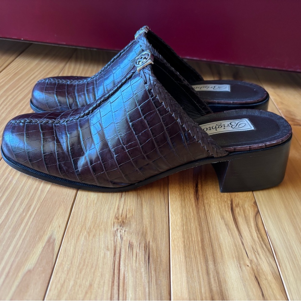 Brighton Dark Brown Faith Croc-Pattern Mules